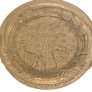 Christmas Clear Pressed Glass Dessert Bread Butter Plate KIG Indonesia